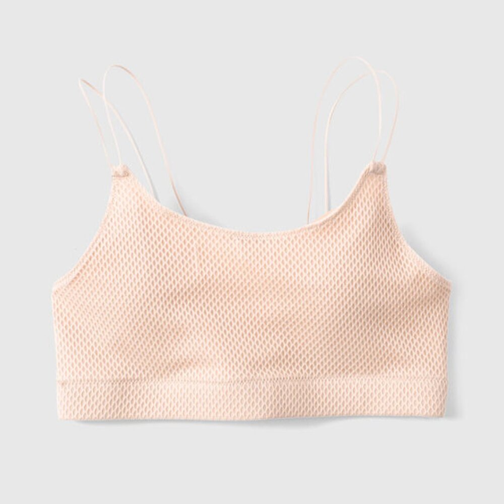 Bungee-Strap Mesh Bralette in pink shade 'Sugar Baby,' Size Small (La SENZA)